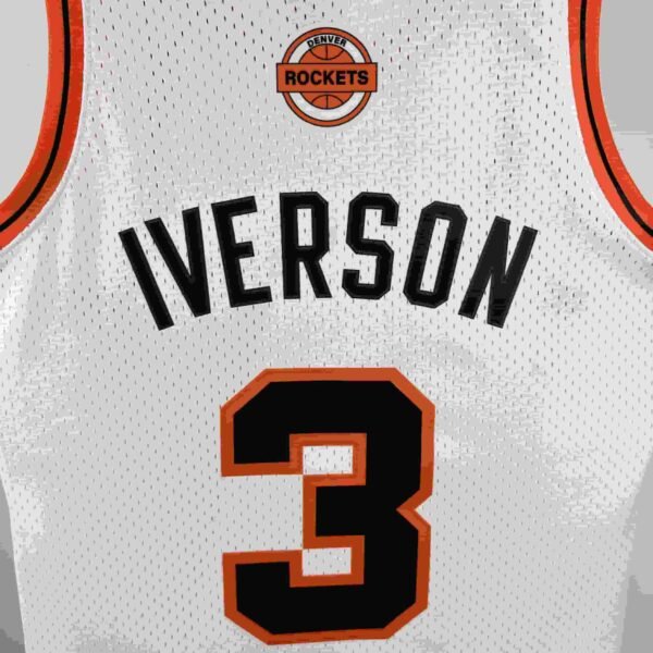 MN Hot Pressed Retro Jersey SW Nuggets 0607 Season ABA Retro Night No. 3 Iverson - Image 4